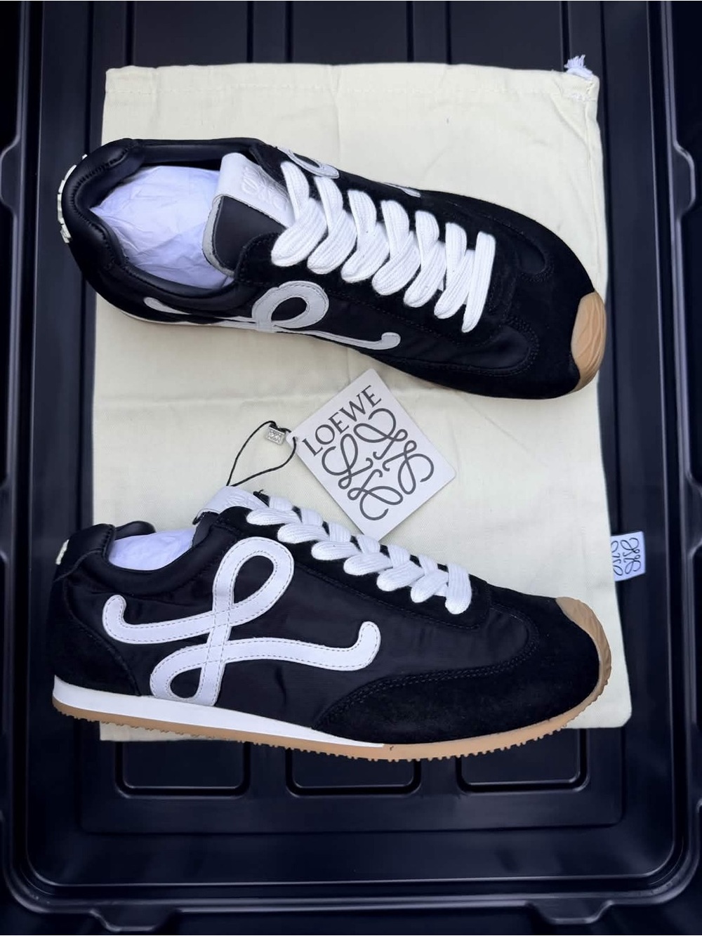 Loewe Black, White & Tan Runner Sneakers